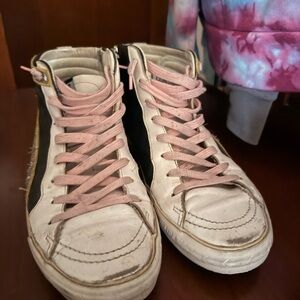 Golden Goose White and Pink Sneakers